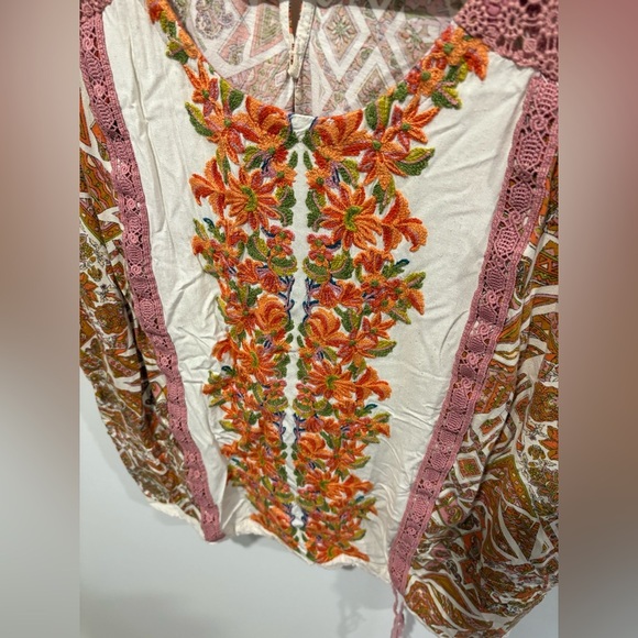 Anthropologie TINY Embroidered Floral Sleeveless Boho Chic Top Size XL - Picture 3 of 9